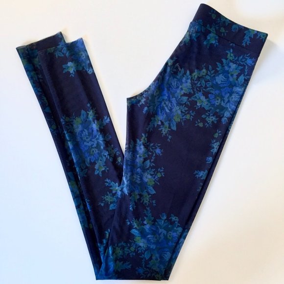 GANNI - Blue Floral Sheer Leggings - Sky Captain Printed Mesh - S - Picture 3 of 12